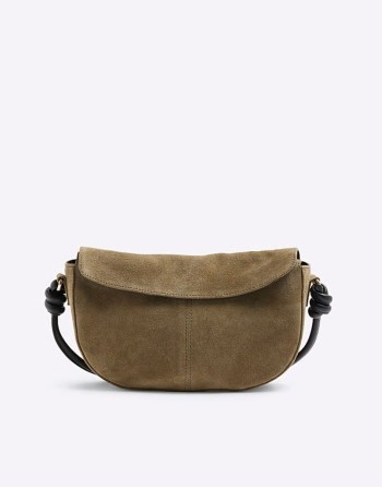 suede scoop bag in dark green