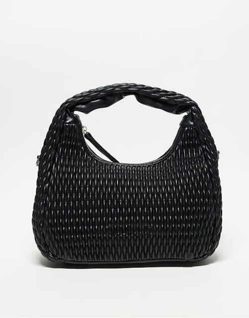 Valentino frequency textured grab bag with crossbody strap in black