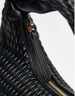 Valentino frequency textured grab bag with crossbody strap in black