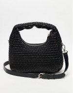Valentino frequency textured grab bag with crossbody strap in black