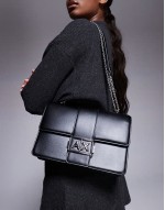 logo crossbody bag with chain strap in black