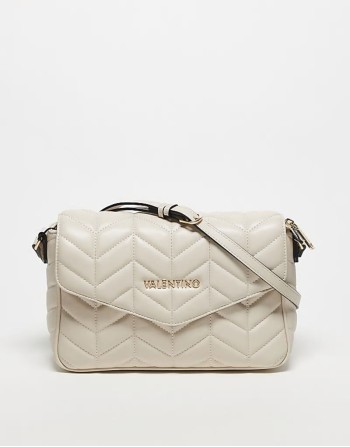 Valentino petal quilted crossbody bag with chain strap in ecru