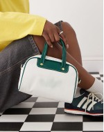 mini bowling bag in off white and green