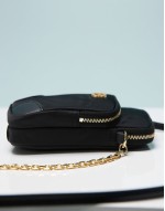 mini nylon cross body bag in black and gold