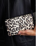 chevron quilted crossbody bag in leopard