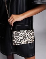 chevron quilted crossbody bag in leopard