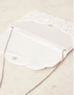 patterned beaded envelope clutch bag in white