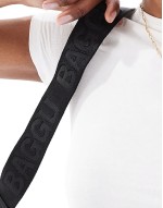 large nylon crescent bag in black
