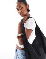 large nylon crescent bag in black