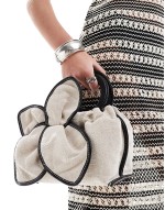 linen blend mini occasion bag with leather strap in beige