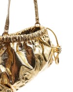 mini metallic drawstring clutch in gold