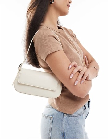 shoulder bag with adjustable strap in ecru