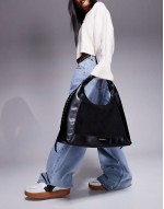 whipstitch slouch bag in black