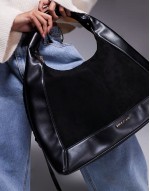 whipstitch slouch bag in black