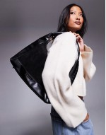 whipstitch slouch bag in black