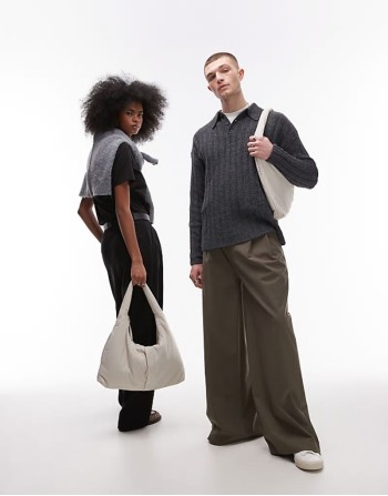 Nico large nylon shoulder bag in sand