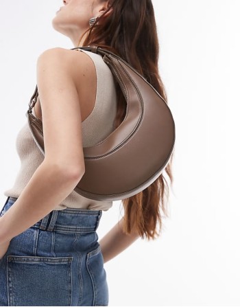 rounded shoulder bag in brown