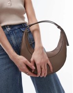 rounded shoulder bag in brown