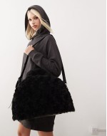 faux fur bag in black