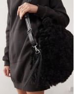 faux fur bag in black
