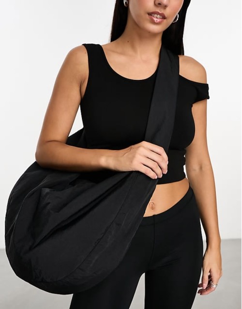 Unisex Samir slouchy shoulder bag in black