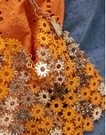 floral chain metal bag in orange