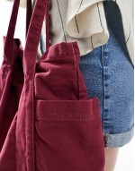 heavyweight washed tote bag in burgundy