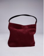 suede tote bag in burgundy