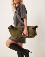 suede boxy tote bag in green