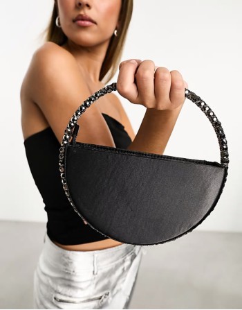 The Alessia jewel clutch bag in black