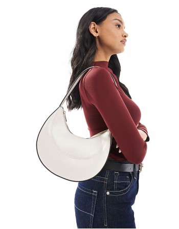 interchangeable shoulder and clutch scoop cookie bag in white