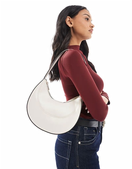 interchangeable shoulder and clutch scoop cookie bag in white