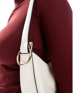 interchangeable shoulder and clutch scoop cookie bag in white