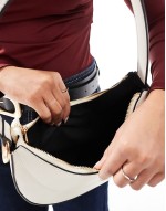 interchangeable shoulder and clutch scoop cookie bag in white