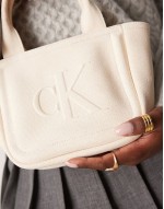 canvas mini tote bag in off white