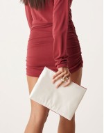 cherry beaded envelope clutch bag in multi